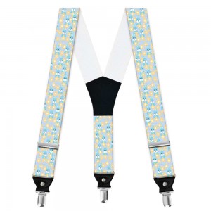 Bretele barbati personalizate, model iepuras de Paste, fundal floral